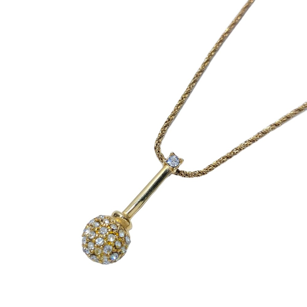 Christian Dior Necklace Gold Clear Hardware Rhinestones